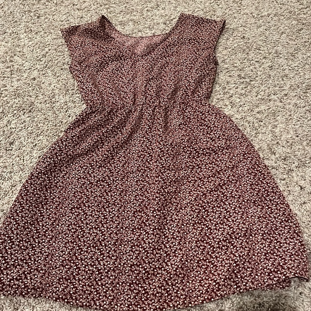 Cute floral picnic dress, Burgundy color